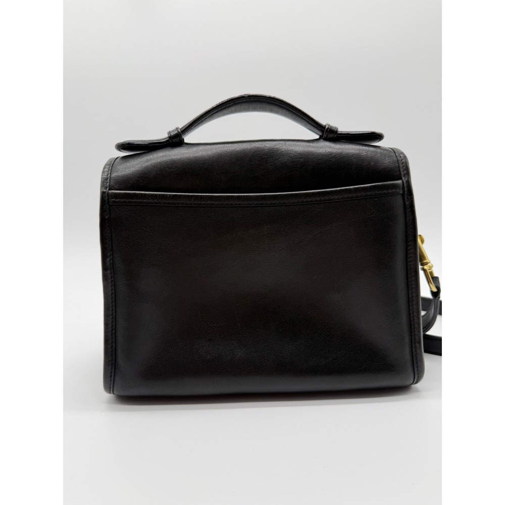 Coach Vintage Willis Bag 9927 Black Leather Crossbody Top Handle Brass Hardware - Picture 5 of 16